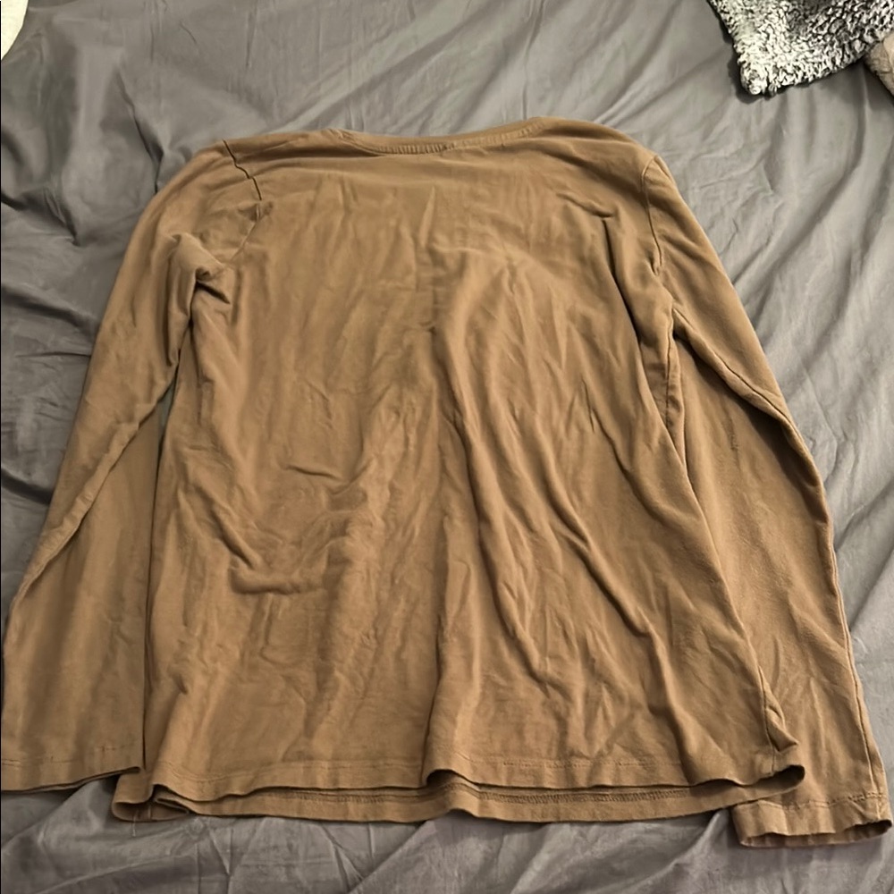 Zenana Outfitters Brown/Tan Long Sleeve Shirt - Picture 5 of 6